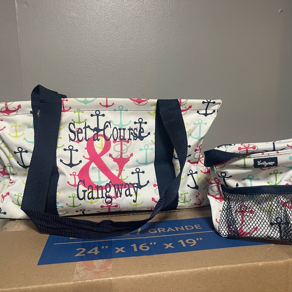 Navy and Multicolor Anchor Tote Bag